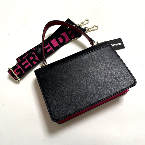 NWT Original $230 Karl Lagerfeld Paris Simone Flap Top Handle Crossbody Studded - Picture 7 of 11